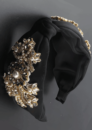 Pearl & Crystal Headband(Black)