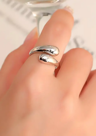 Teardrop Adjustable Ring (Silver)