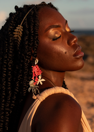 Red Coral Drop Earring