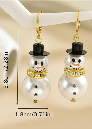 Snowman Drop Hoop Earring