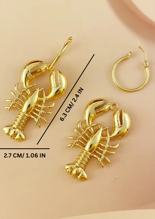 Gold-Plated Lobster Statement Hoop Earrings