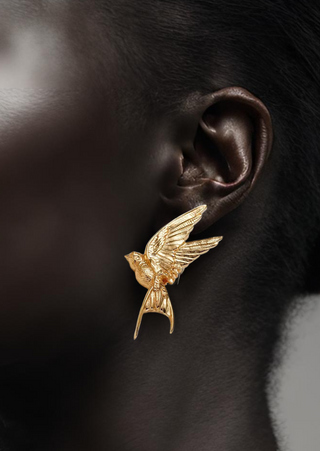 14K Golden Plated Exquisite Dove Stud Earrings.