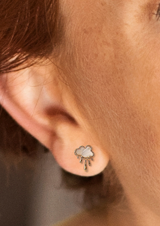 MOP Rain Cloud Inlay Stud Earrings