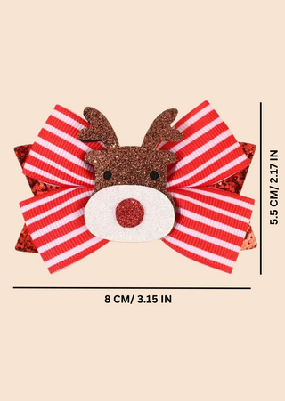 Reindeer Bow Hair Clip - Set of 2