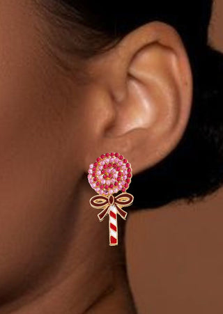 Crystal Candy Cane Drop Earring