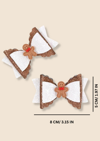 Gingerbread Hair Clips - Set of 2