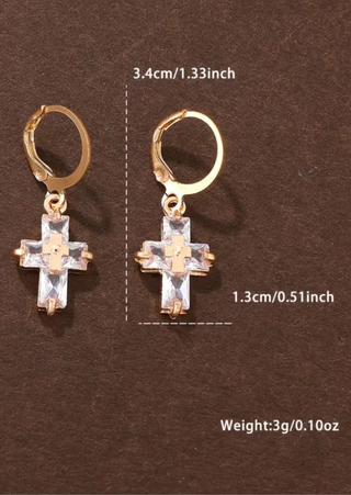 Crystal-Studded with Dual Cross Earrings