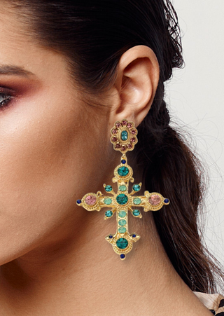 Colorful Cross Dangle Earrings