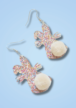 Glitter Bunny Drop Earrings