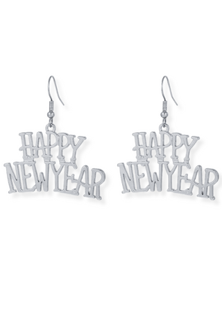 Happy New Year Hoop Earrings (Set of 2)-W