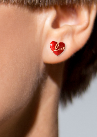 Sweet Heart Shaped Stud Earrings-W