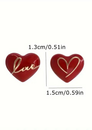 Sweet Heart Shaped Stud Earrings-W