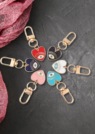 Evil Eye Heart Keychain -W