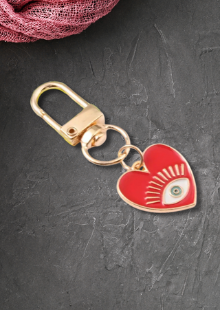 Evil Eye Heart Keychain -W