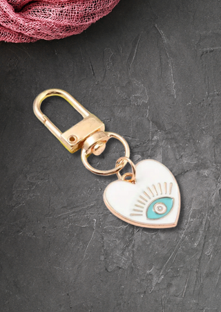 Evil Eye Heart Keychain -W