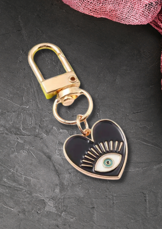 Evil Eye Heart Keychain -W