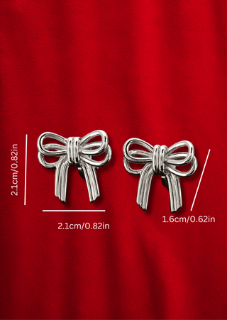 Bow Stud Earrings (Silver)