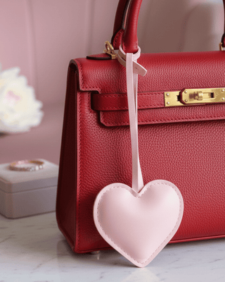 Valentine's Hanging Faux Leather Heart Bag Charm-W