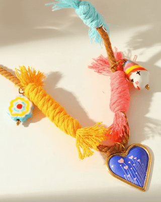 Easter Colorful Boho Heart Charm Statement Necklace(Blue)-W