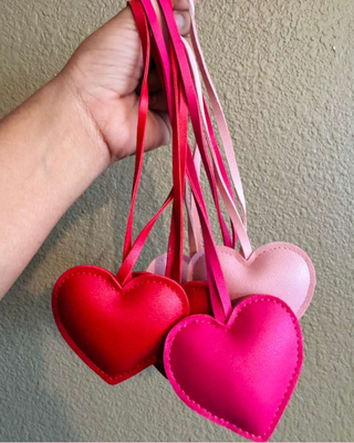 Valentine's Hanging Faux Leather Heart Bag Charm-W