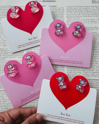 Spring Teddy Bear Studs Pink & Lilac-W