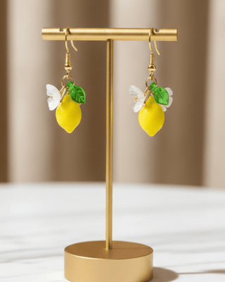 Lime with Flower & Leaf Charm Earrings-W