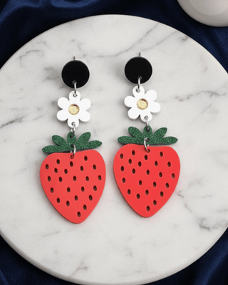 Easter Strawberry Flower Charm Dangle Earring-W