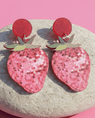 Disco Strawberry Drop Earring-W
