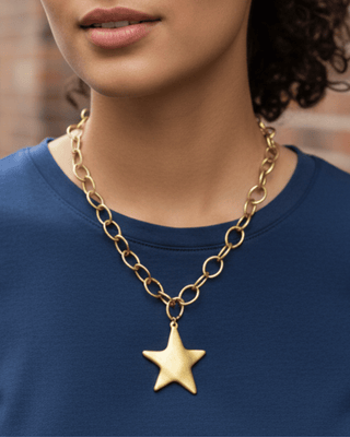 Golden Star Charm Cable Chain Necklace-W