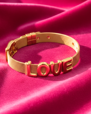 Valentines Day LOVE Lettered Gold Bracelet-W