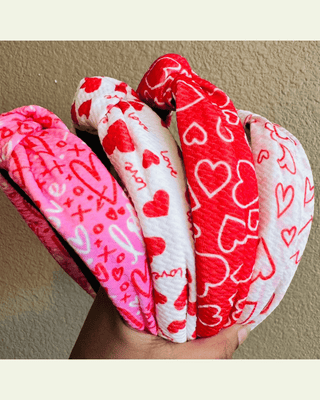 Valentine's Heart Printed Quilted Headbands-W (Set of 4)