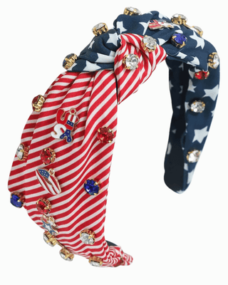 Patriotic Star & Striped Rhinestone Charm Headband-W