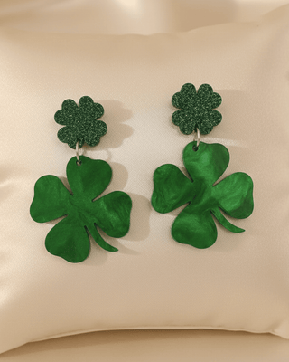 St Patrick's Day Lucky Shamrock Dangle Earring-W