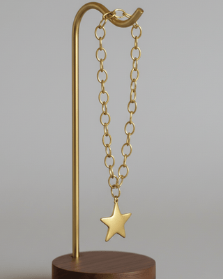 Golden Star Charm Cable Chain Necklace-W