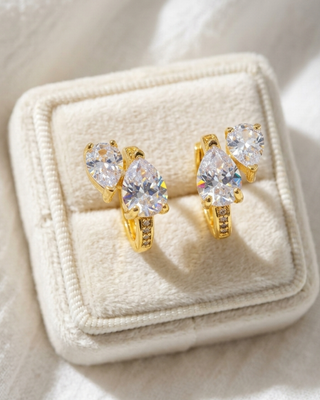 Waterdrop Zircon Hoop Earrings-W