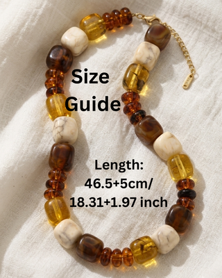 Fall Irregular Stone Look Bead Handmade Necklace-W