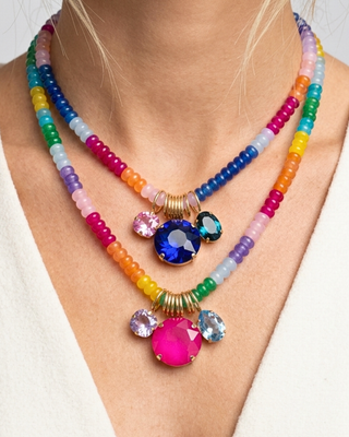Pre-Order Big Crystal Multicolor Bead Statement Necklaces-W