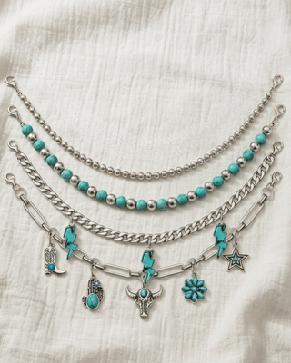 Western Cap Chains Turquoise Set of 4-W