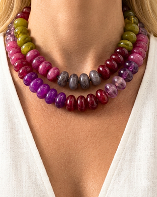 Pre-Order Fall Multicolor Chunky Bead Necklaces Pink Tones-W