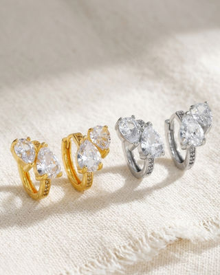 Waterdrop Zircon Hoop Earrings-W