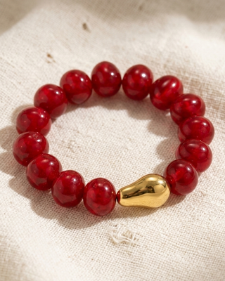 Chunky Acrylic Bead Irregular Gold Bracelet-W
