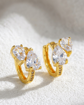 Waterdrop Zircon Hoop Earrings-W