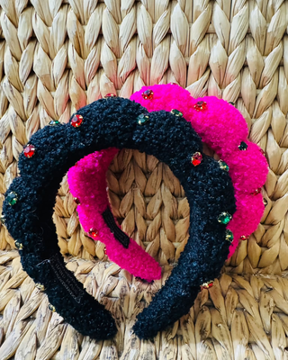 Christmas Fuzzy Rhinestone Headbands-W