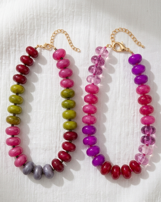 Pre-Order Fall Multicolor Chunky Bead Necklaces Pink Tones-W