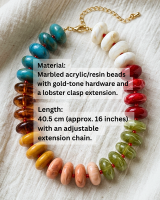 Pre-Order Fall Multicolor Marble Look Chunky Oval Bead Necklace-W