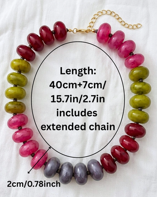 Pre-Order Fall Multicolor Chunky Bead Necklaces Pink Tones-W