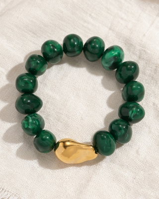 Chunky Acrylic Bead Irregular Gold Bracelet-W