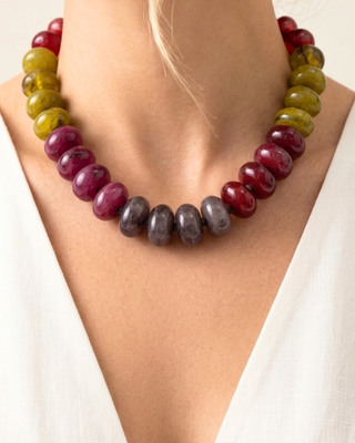 Pre-Order Fall Multicolor Chunky Bead Necklaces Pink Tones-W