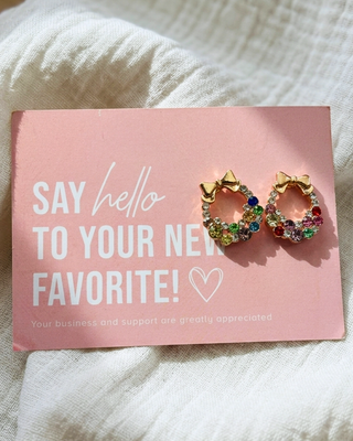 Holiday Multicolor Wreath Earrings-W
