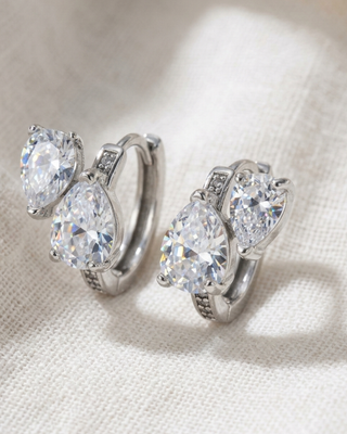 Waterdrop Zircon Hoop Earrings-W